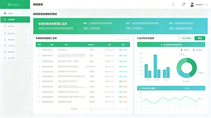 碳报告报表模块界面