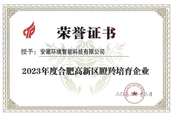 安徽环境智能科技荣誉奖项证书1